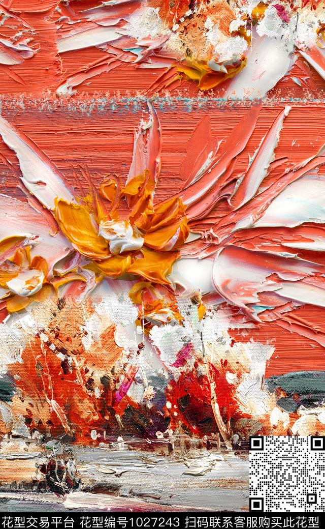 数码华亿平台欧式定位花笔触数码印花华亿平台下载（图片编号: 1027243） - 瓦栏（Walan）