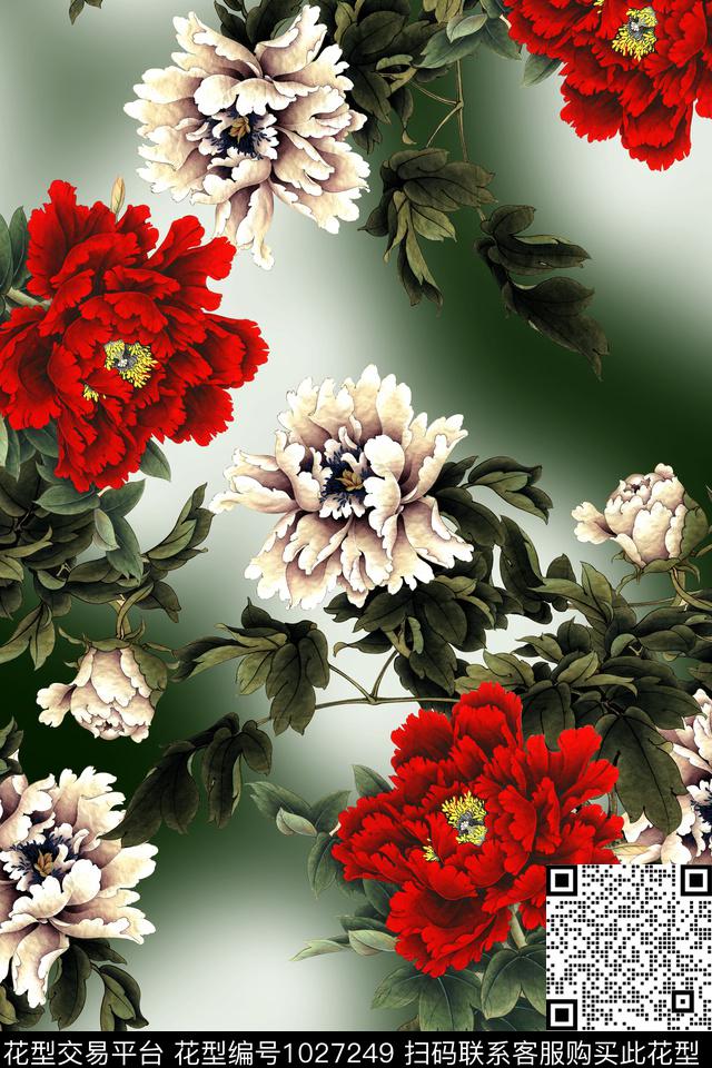 数码华亿平台花卉中国风数码印花华亿平台下载（图片编号: 1027249） - 瓦栏（Walan）
