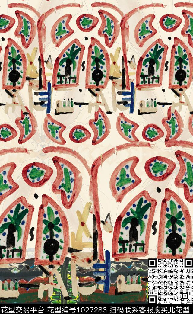 数码华亿平台民族风定位花数码印花华亿平台下载（图片编号: 1027283） - 瓦栏（Walan）