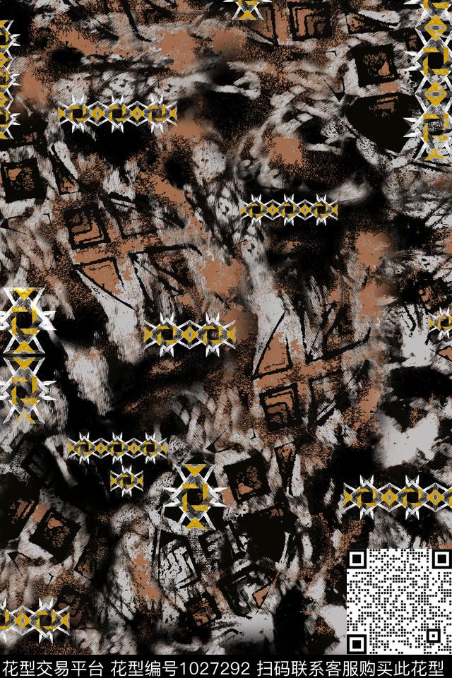 抽象男装趣味线条数码印花华亿平台下载（图片编号: 1027292） - 瓦栏（Walan）