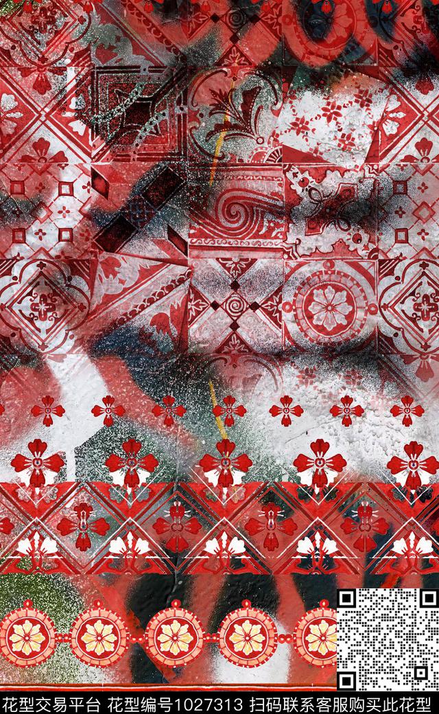 数码华亿平台民族风定位花数码印花华亿平台下载（图片编号: 1027313） - 瓦栏（Walan）
