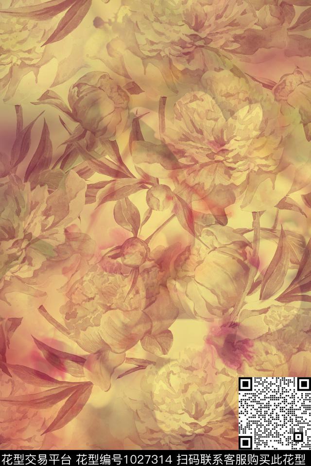 数码华亿平台民族风花卉数码印花华亿平台下载（图片编号: 1027314） - 瓦栏（Walan）