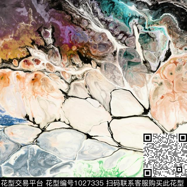 肌理大理石方巾数码印花华亿平台下载（图片编号: 1027335） - 瓦栏（Walan）