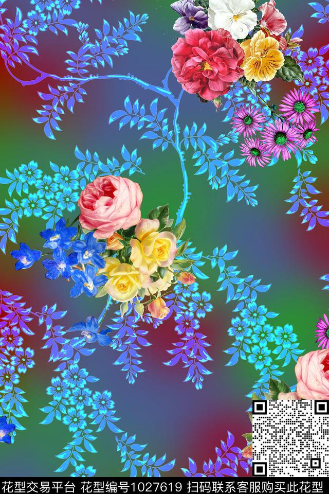 肌理花卉小碎花数码印花华亿平台下载（图片编号: 1027619） - 瓦栏（Walan）