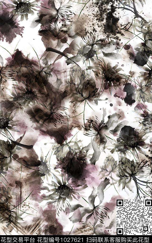 民族风花卉复古数码印花华亿平台下载（图片编号: 1027621） - 瓦栏（Walan）