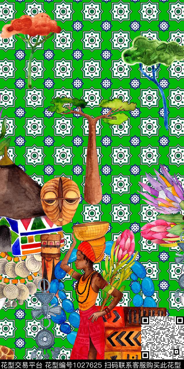 民族风非洲风格子数码印花华亿平台下载（图片编号: 1027625） - 瓦栏（Walan）