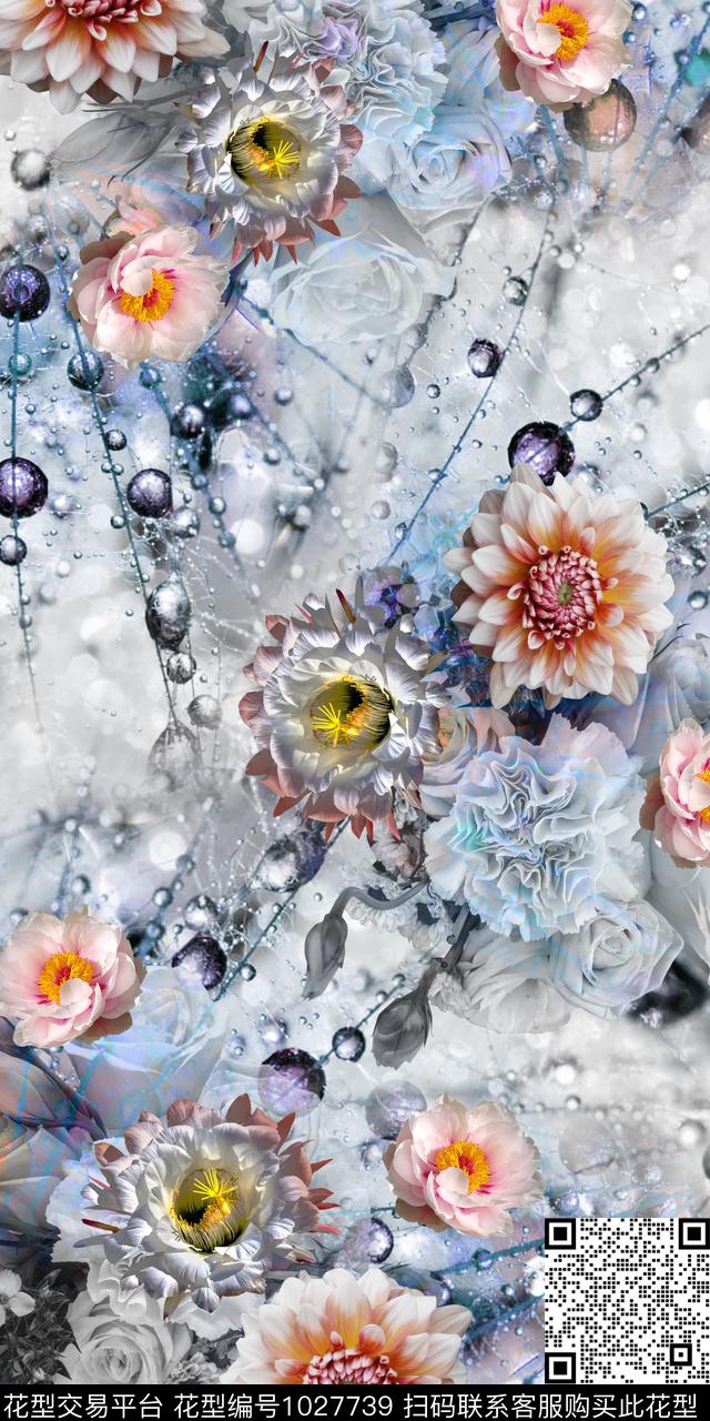 淑女数码华亿平台复古数码印花华亿平台下载（图片编号: 1027739） - 瓦栏（Walan）