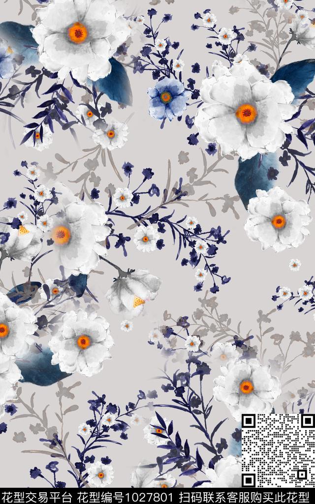 小碎花花卉复古数码印花华亿平台下载（图片编号: 1027801） - 瓦栏（Walan）