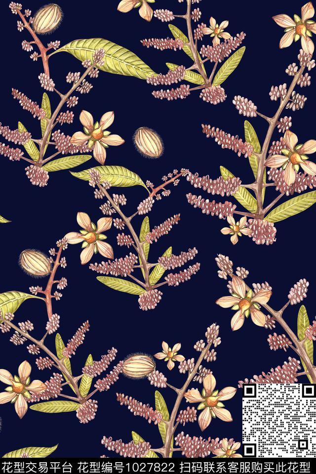 小碎花花卉水墨风数码印花华亿平台下载（图片编号: 1027822） - 瓦栏（Walan）