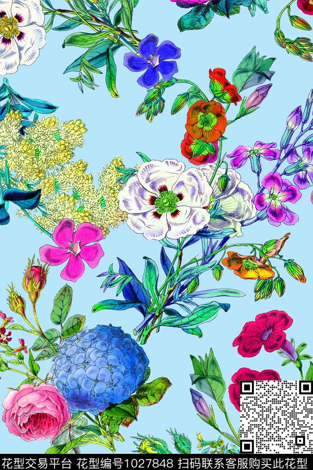 花卉女装纯色底数码印花华亿平台下载（图片编号: 1027848） - 瓦栏（Walan）