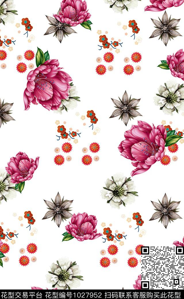 家居服花卉女装数码印花华亿平台下载（图片编号: 1027952） - 瓦栏（Walan）