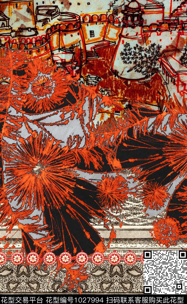 数码华亿平台民族风定位花数码印花华亿平台下载（图片编号: 1027994） - 瓦栏（Walan）