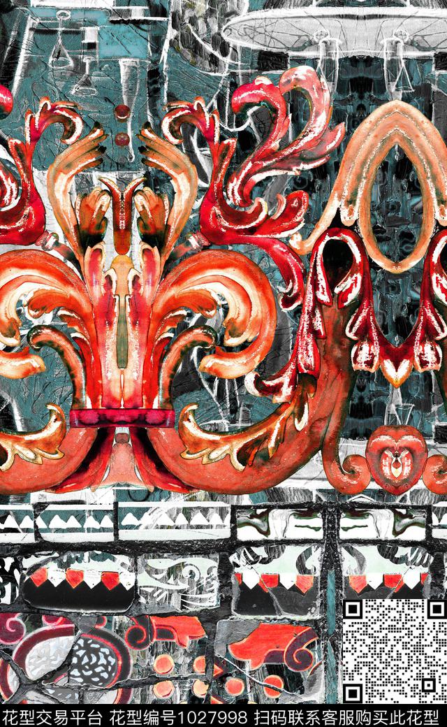 数码华亿平台民族风定位花数码印花华亿平台下载（图片编号: 1027998） - 瓦栏（Walan）