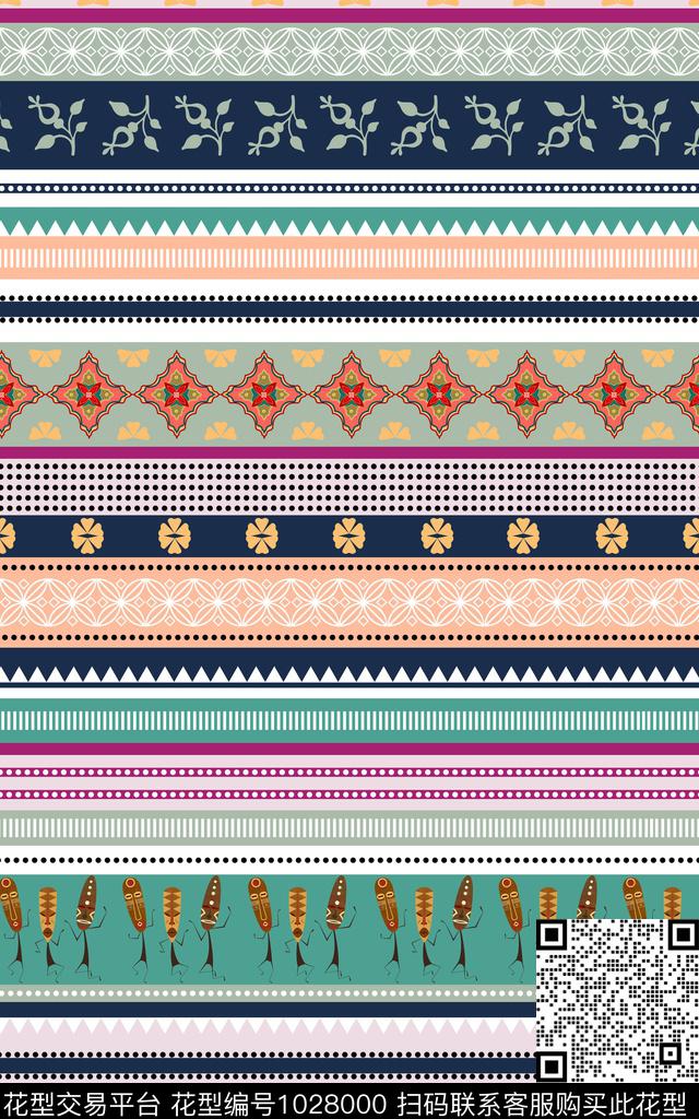 民族风格子趣味传统印花华亿平台下载（图片编号: 1028000） - 瓦栏（Walan）