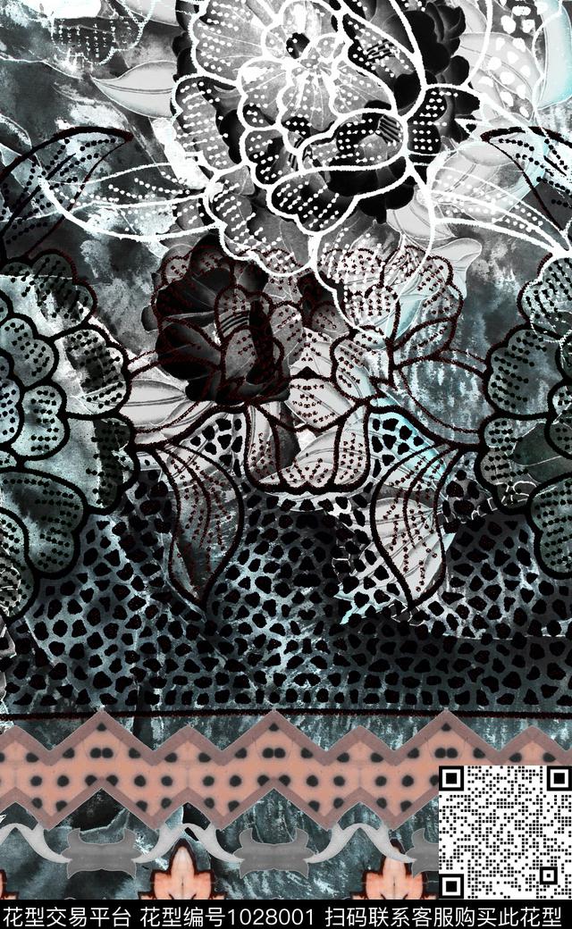 数码华亿平台民族风定位花数码印花华亿平台下载（图片编号: 1028001） - 瓦栏（Walan）