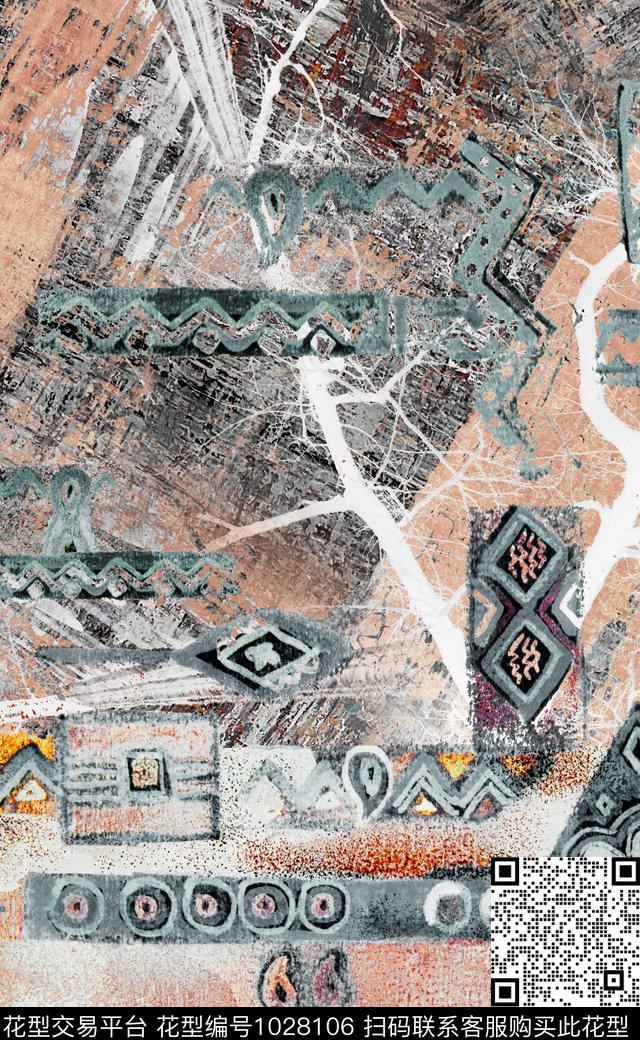 数码华亿平台民族风定位花数码印花华亿平台下载（图片编号: 1028106） - 瓦栏（Walan）