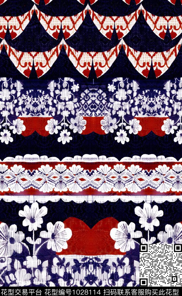 数码华亿平台民族风定位花数码印花华亿平台下载（图片编号: 1028114） - 瓦栏（Walan）