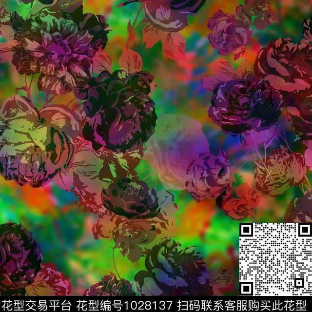 数码华亿平台抽象女装数码印花华亿平台下载（图片编号: 1028137） - 瓦栏（Walan）