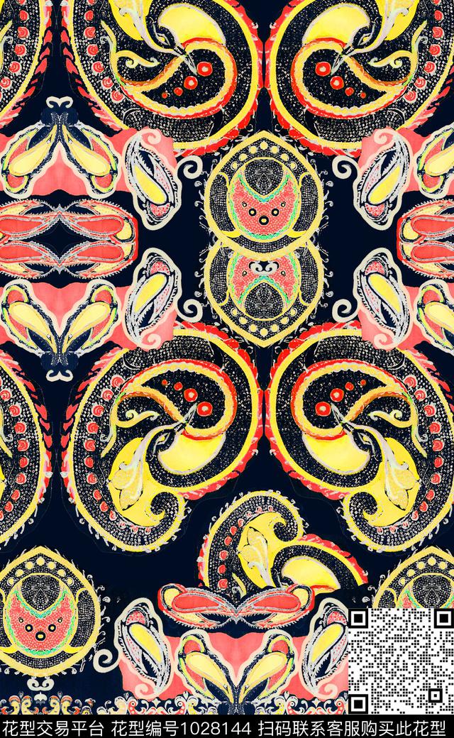 民族风波西米亚佩斯利数码印花华亿平台下载（图片编号: 1028144） - 瓦栏（Walan）