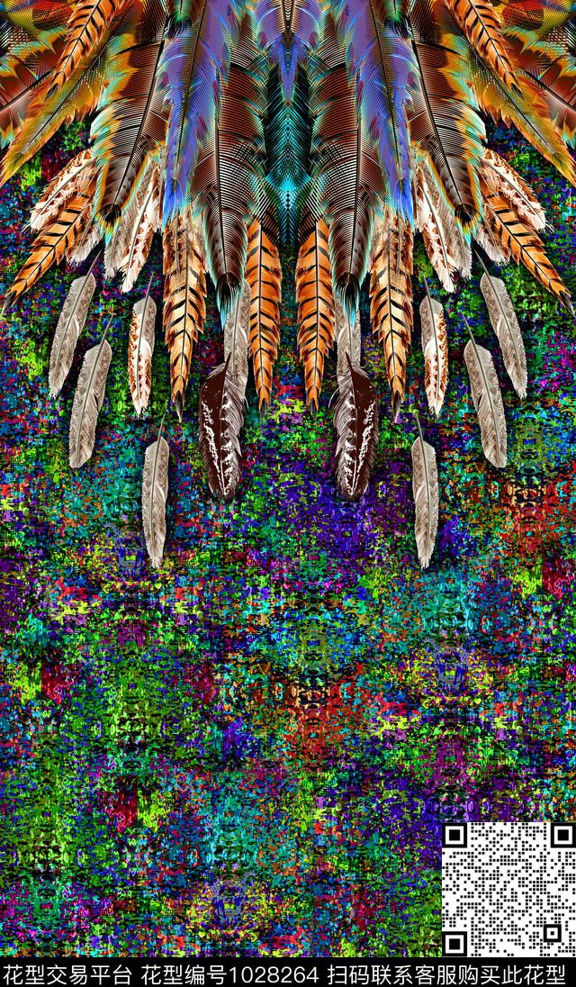 肌理羽毛动物纹数码印花华亿平台下载（图片编号: 1028264） - 瓦栏（Walan）