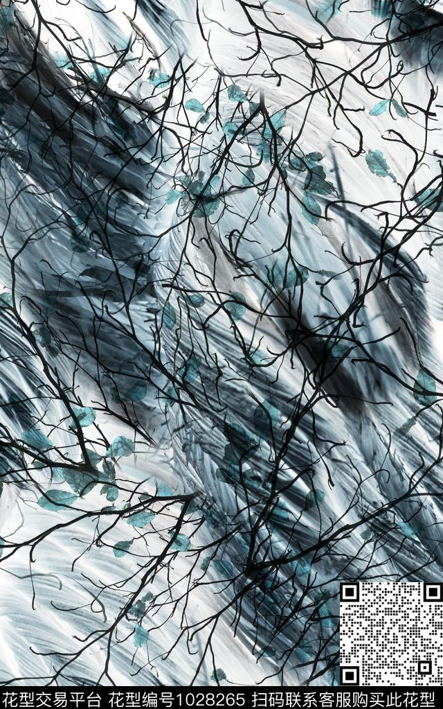 大牌风水墨风抽象数码印花华亿平台下载（图片编号: 1028265） - 瓦栏（Walan）
