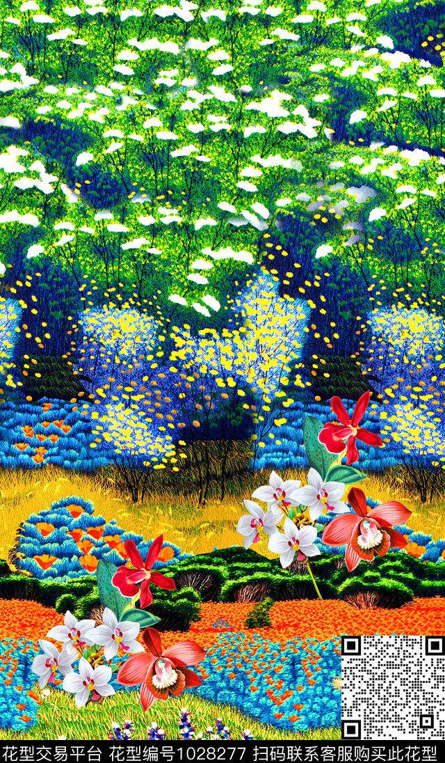 民族风风景景观数码印花华亿平台下载（图片编号: 1028277） - 瓦栏（Walan）