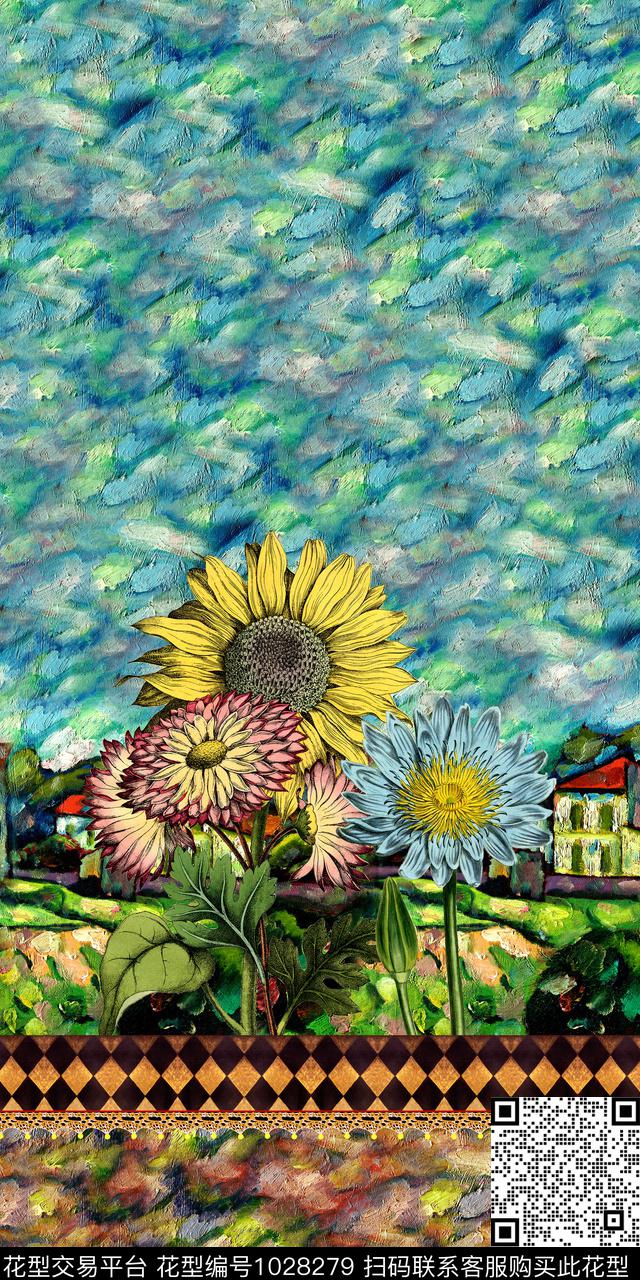 田园休闲花卉数码印花华亿平台下载（图片编号: 1028279） - 瓦栏（Walan）
