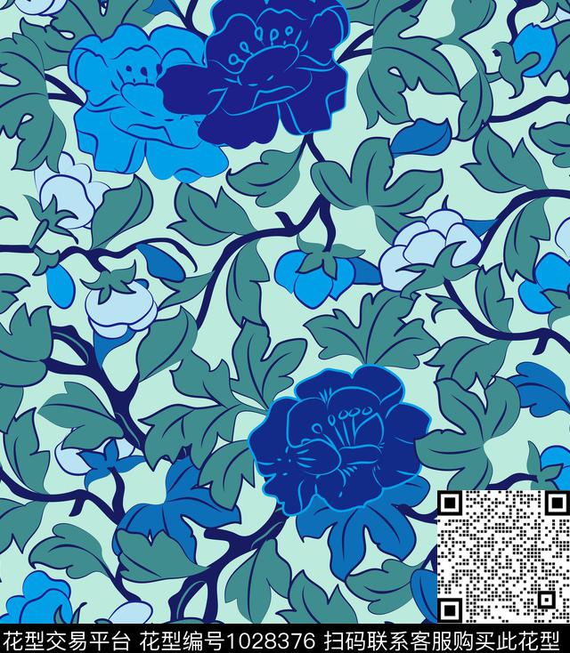 民族风植物花卉数码印花华亿平台下载（图片编号: 1028376） - 瓦栏（Walan）