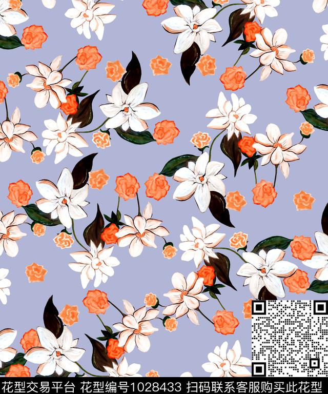 花卉小碎花清爽底花卉数码印花华亿平台下载（图片编号: 1028433） - 瓦栏（Walan）