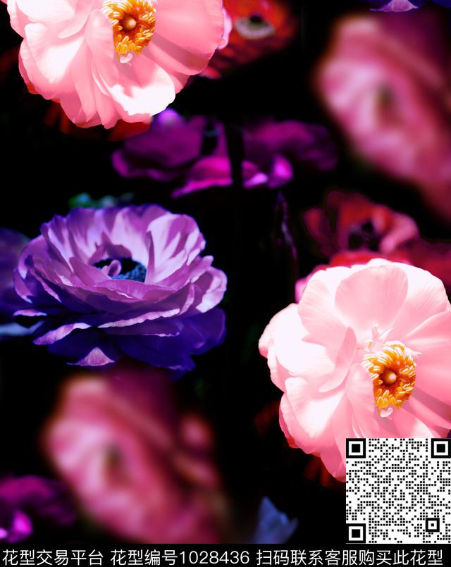数码华亿平台花卉大牌风数码印花华亿平台下载（图片编号: 1028436） - 瓦栏（Walan）