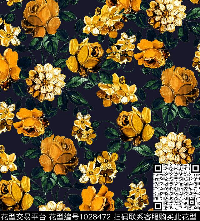 数码华亿平台花卉大牌风数码印花华亿平台下载（图片编号: 1028472） - 瓦栏（Walan）