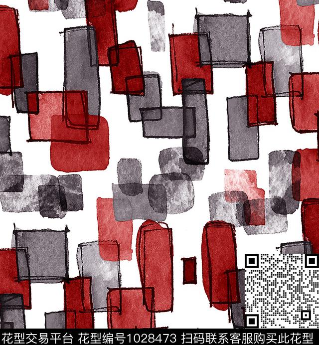 几何抽象笔触数码印花华亿平台下载（图片编号: 1028473） - 瓦栏（Walan）