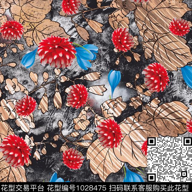 创意花卉坯布数码印花华亿平台下载（图片编号: 1028475） - 瓦栏（Walan）