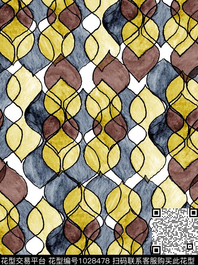 几何抽象趋势华亿平台数码印花华亿平台下载（图片编号: 1028478） - 瓦栏（Walan）