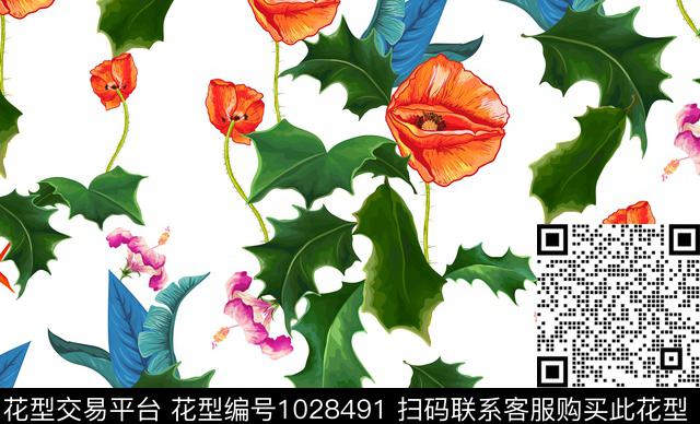 创意花卉坯布数码印花华亿平台下载（图片编号: 1028491） - 瓦栏（Walan）