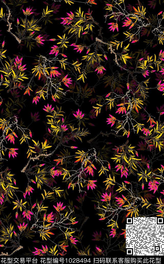 植物兰花国画数码印花华亿平台下载（图片编号: 1028494） - 瓦栏（Walan）