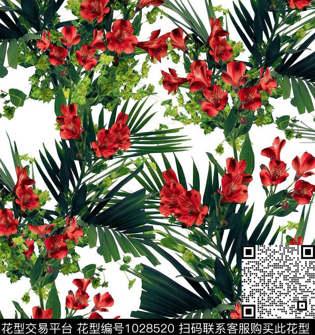 数码华亿平台花卉大牌风数码印花华亿平台下载（图片编号: 1028520） - 瓦栏（Walan）