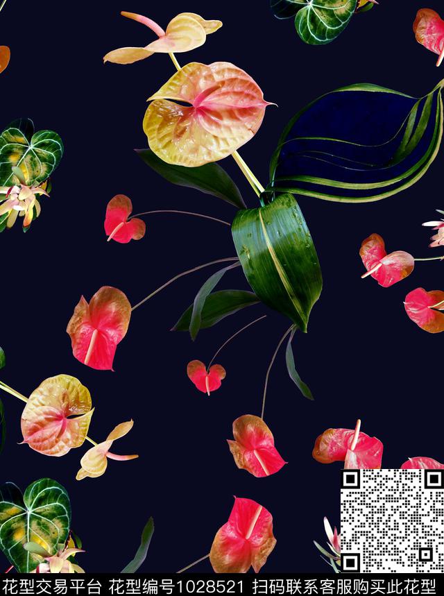 数码华亿平台花卉大牌风数码印花华亿平台下载（图片编号: 1028521） - 瓦栏（Walan）