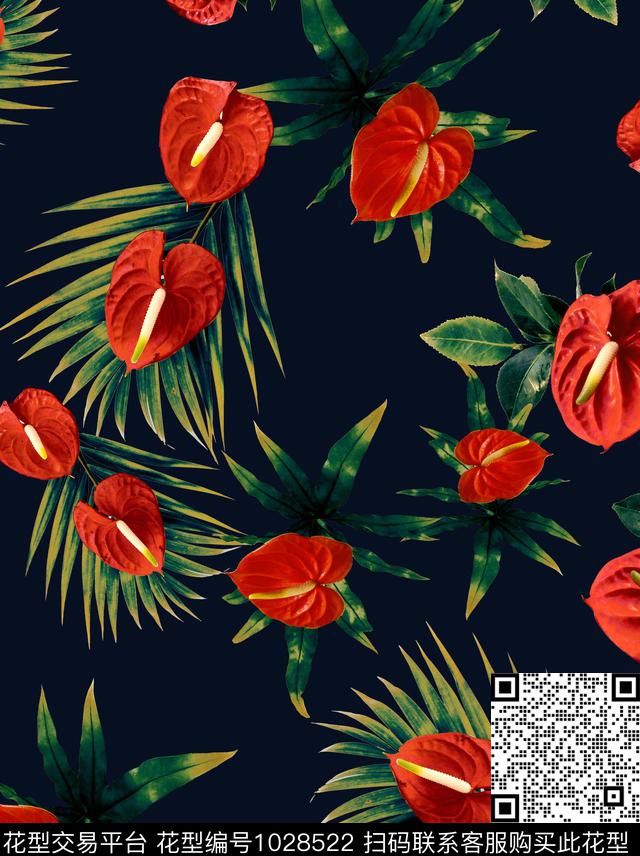 数码华亿平台花卉大牌风数码印花华亿平台下载（图片编号: 1028522） - 瓦栏（Walan）