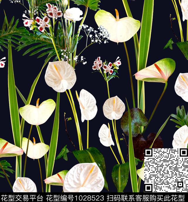 数码华亿平台花卉大牌风数码印花华亿平台下载（图片编号: 1028523） - 瓦栏（Walan）