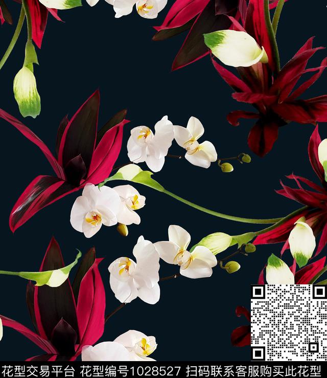 数码华亿平台花卉大牌风数码印花华亿平台下载（图片编号: 1028527） - 瓦栏（Walan）