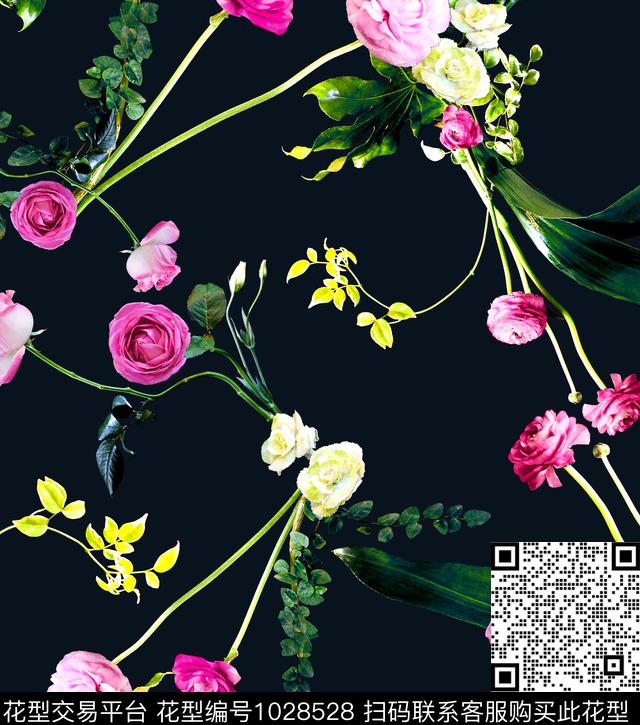 数码华亿平台花卉大牌风数码印花华亿平台下载（图片编号: 1028528） - 瓦栏（Walan）