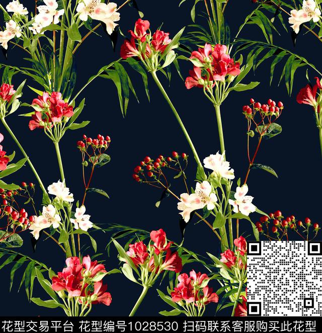 数码华亿平台花卉大牌风数码印花华亿平台下载（图片编号: 1028530） - 瓦栏（Walan）