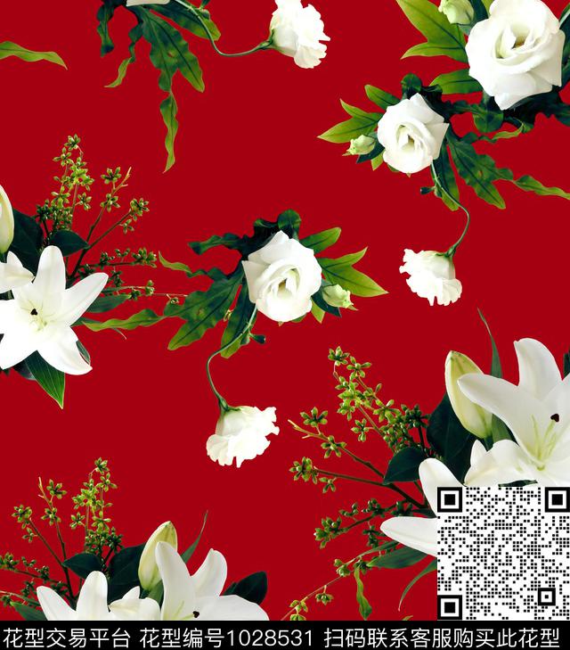 数码华亿平台花卉大牌风数码印花华亿平台下载（图片编号: 1028531） - 瓦栏（Walan）