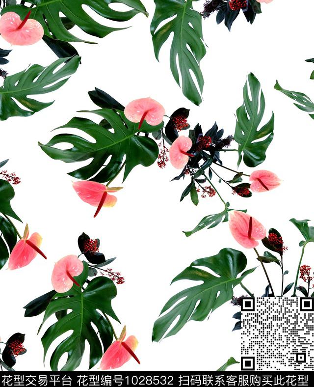 数码华亿平台花卉大牌风数码印花华亿平台下载（图片编号: 1028532） - 瓦栏（Walan）