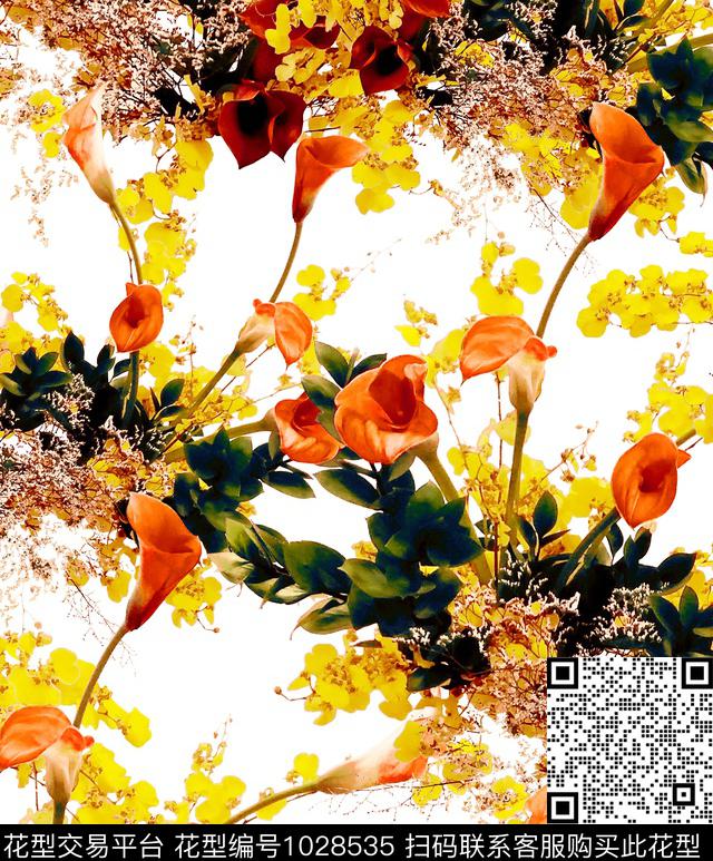 数码华亿平台花卉大牌风数码印花华亿平台下载（图片编号: 1028535） - 瓦栏（Walan）