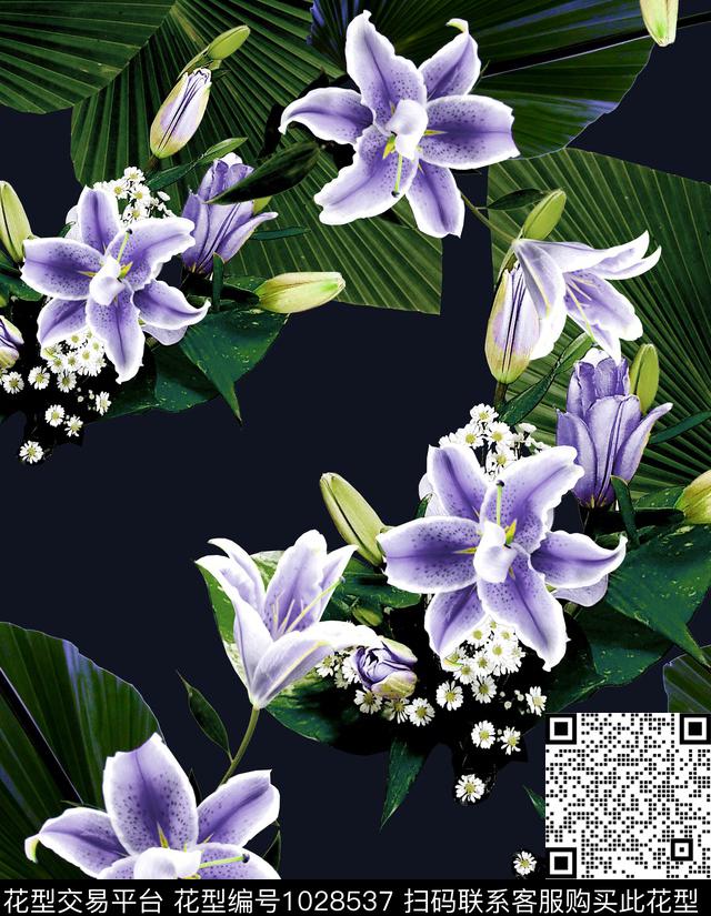 数码华亿平台花卉大牌风数码印花华亿平台下载（图片编号: 1028537） - 瓦栏（Walan）