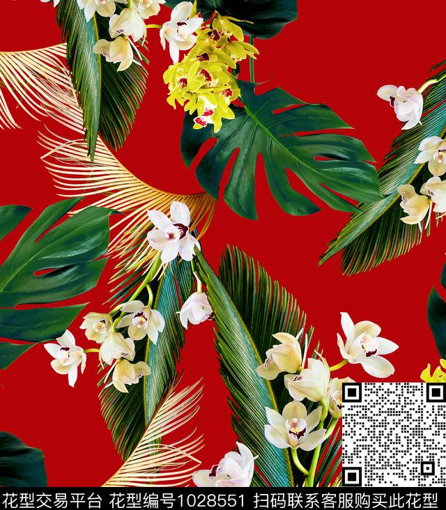 数码华亿平台花卉热带华亿平台数码印花华亿平台下载（图片编号: 1028551） - 瓦栏（Walan）
