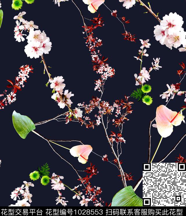 数码华亿平台花卉大牌风数码印花华亿平台下载（图片编号: 1028553） - 瓦栏（Walan）