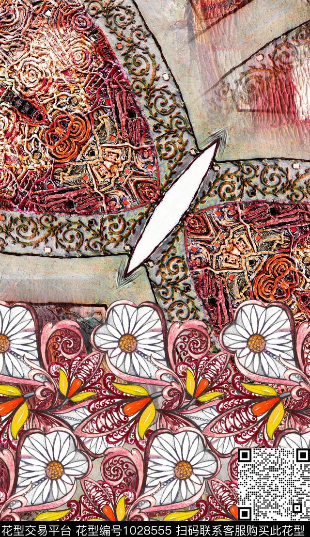数码华亿平台民族风定位花数码印花华亿平台下载（图片编号: 1028555） - 瓦栏（Walan）